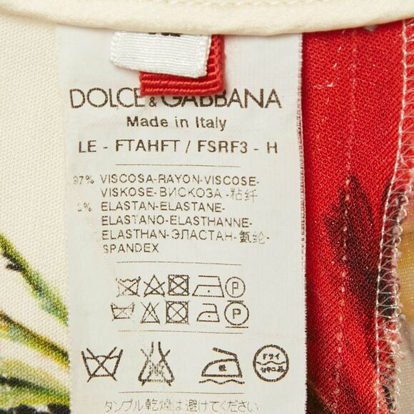 Dolce & Gabbana White Floral Print Crepe Trousers M - Picture 5 of 5